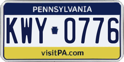 PA license plate KWY0776