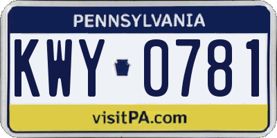PA license plate KWY0781