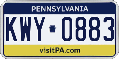 PA license plate KWY0883