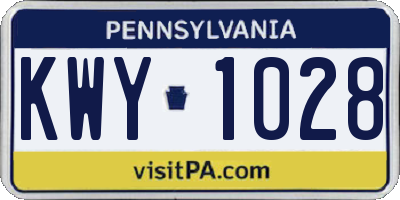 PA license plate KWY1028