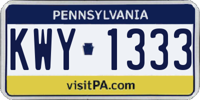 PA license plate KWY1333