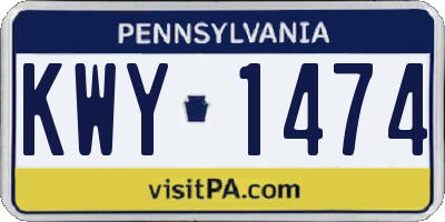 PA license plate KWY1474