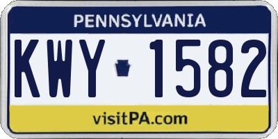 PA license plate KWY1582