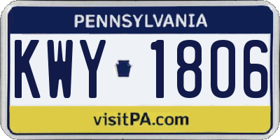 PA license plate KWY1806