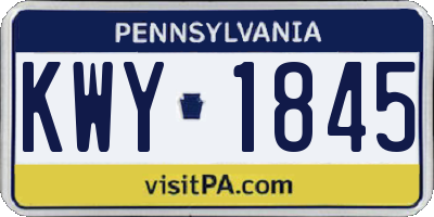PA license plate KWY1845