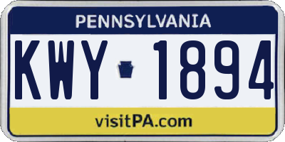 PA license plate KWY1894