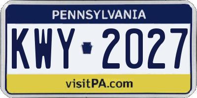 PA license plate KWY2027