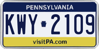PA license plate KWY2109