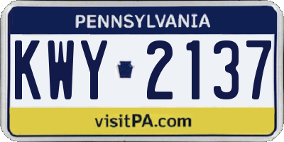 PA license plate KWY2137