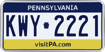 PA license plate KWY2221