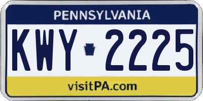PA license plate KWY2225