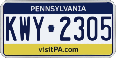 PA license plate KWY2305