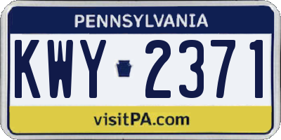 PA license plate KWY2371