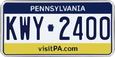PA license plate KWY2400