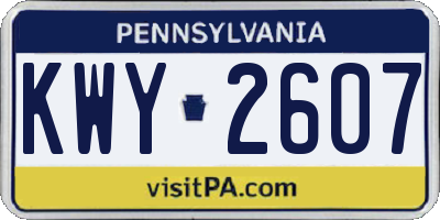PA license plate KWY2607