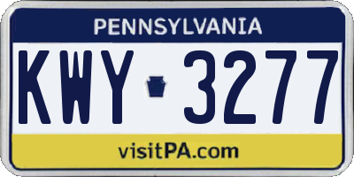 PA license plate KWY3277