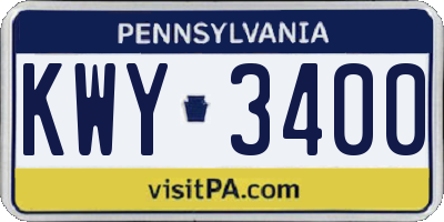 PA license plate KWY3400