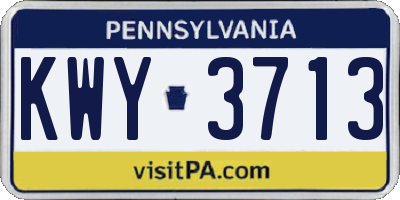PA license plate KWY3713