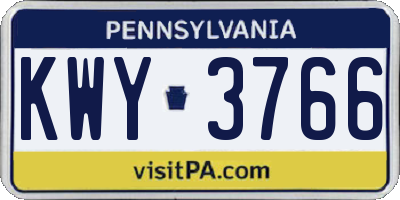 PA license plate KWY3766