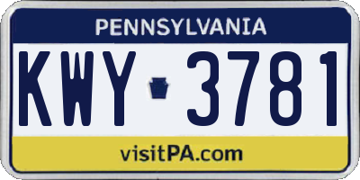 PA license plate KWY3781