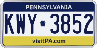 PA license plate KWY3852