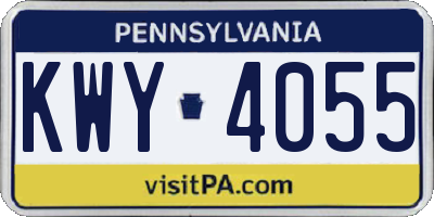 PA license plate KWY4055