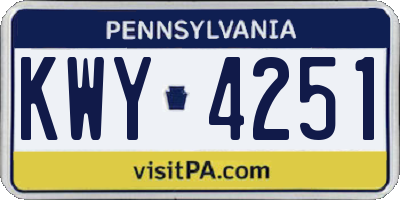PA license plate KWY4251