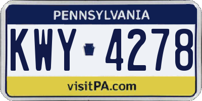 PA license plate KWY4278