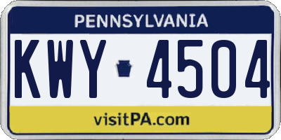 PA license plate KWY4504
