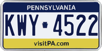 PA license plate KWY4522