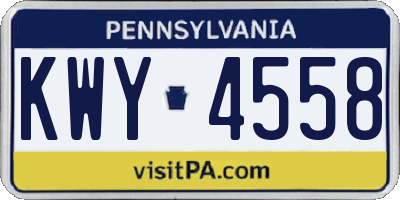 PA license plate KWY4558