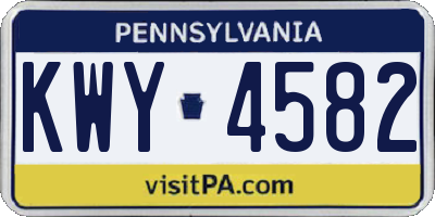PA license plate KWY4582