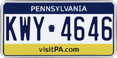 PA license plate KWY4646