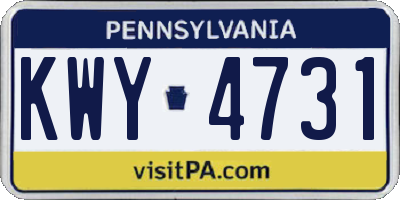 PA license plate KWY4731