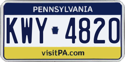 PA license plate KWY4820