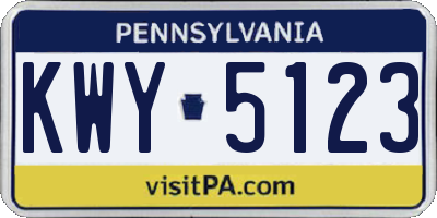 PA license plate KWY5123