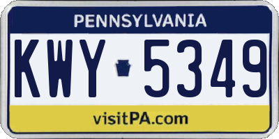 PA license plate KWY5349