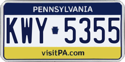 PA license plate KWY5355