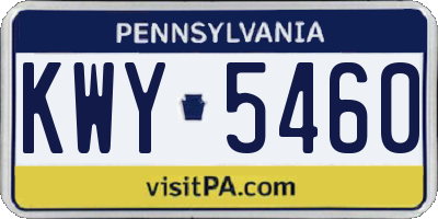 PA license plate KWY5460