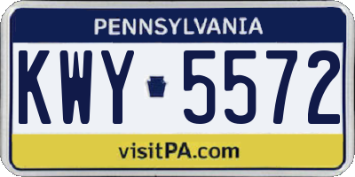 PA license plate KWY5572