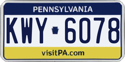 PA license plate KWY6078