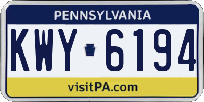 PA license plate KWY6194