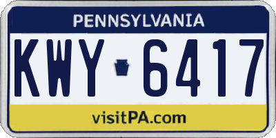 PA license plate KWY6417