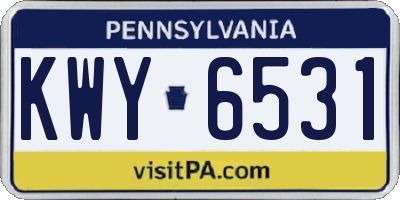 PA license plate KWY6531