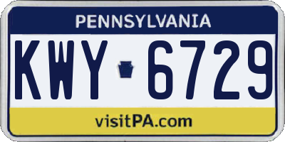 PA license plate KWY6729