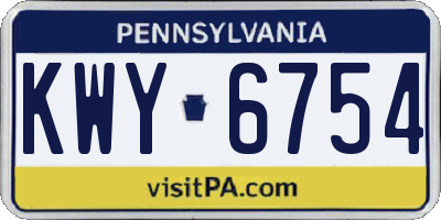 PA license plate KWY6754