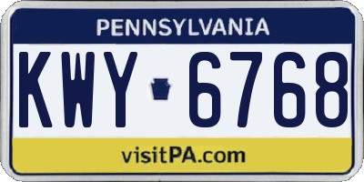 PA license plate KWY6768