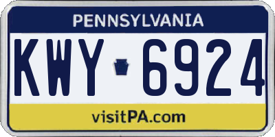 PA license plate KWY6924