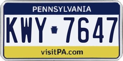 PA license plate KWY7647