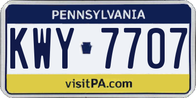PA license plate KWY7707